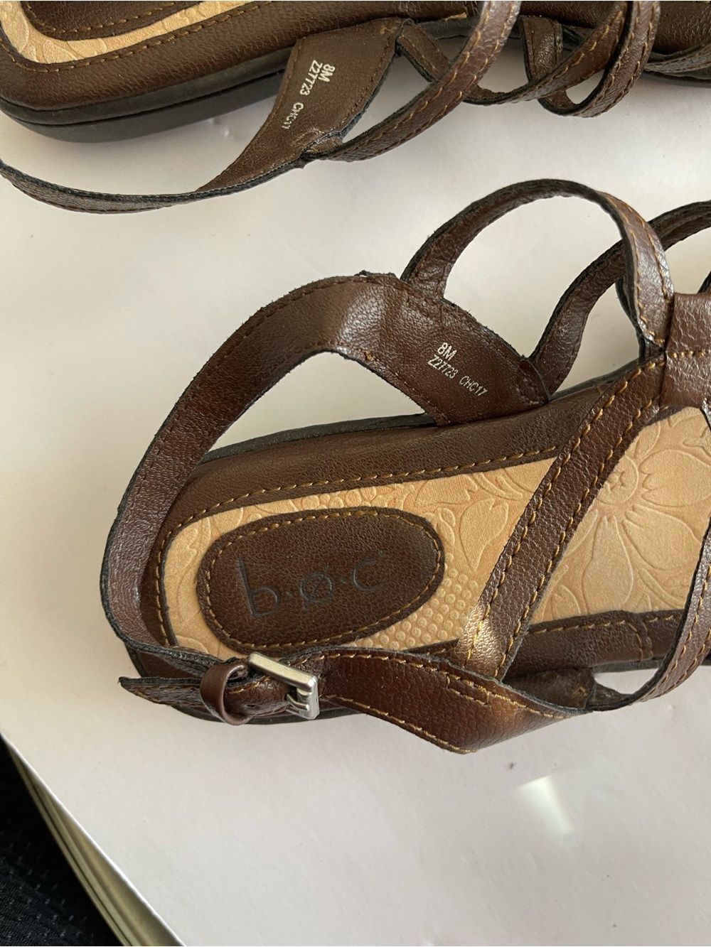 b.o.c. Brown Leather-Strap Women's Sandals